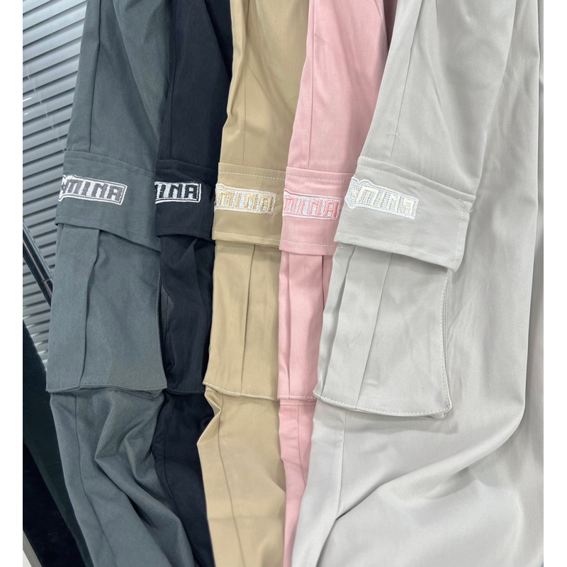 Quần túi hộp thêu chữ, rút dây ống  - mã 6923