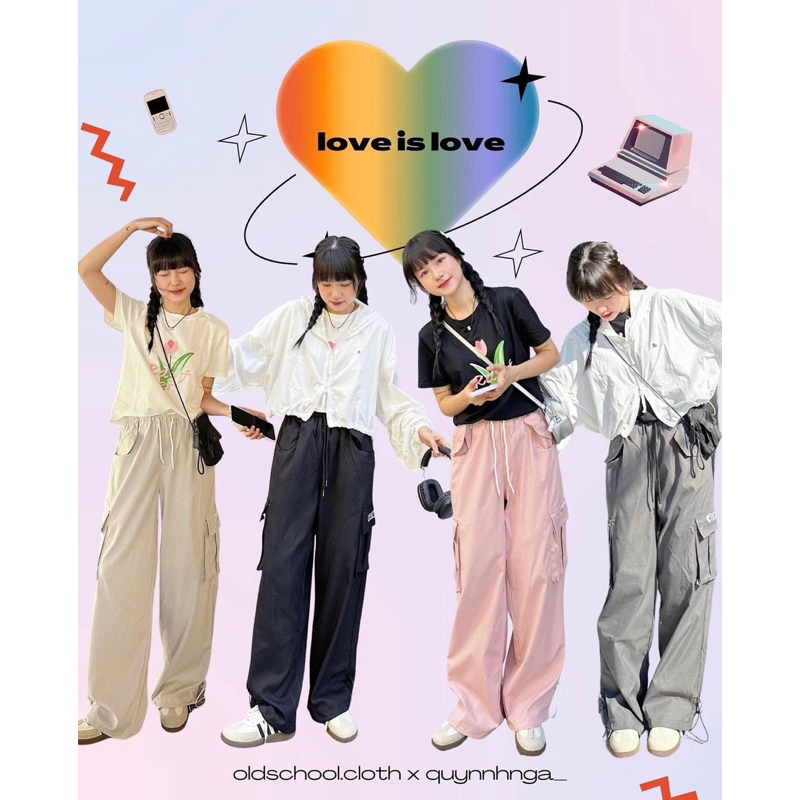 Quần túi hộp thêu chữ, rút dây ống  - mã 6923