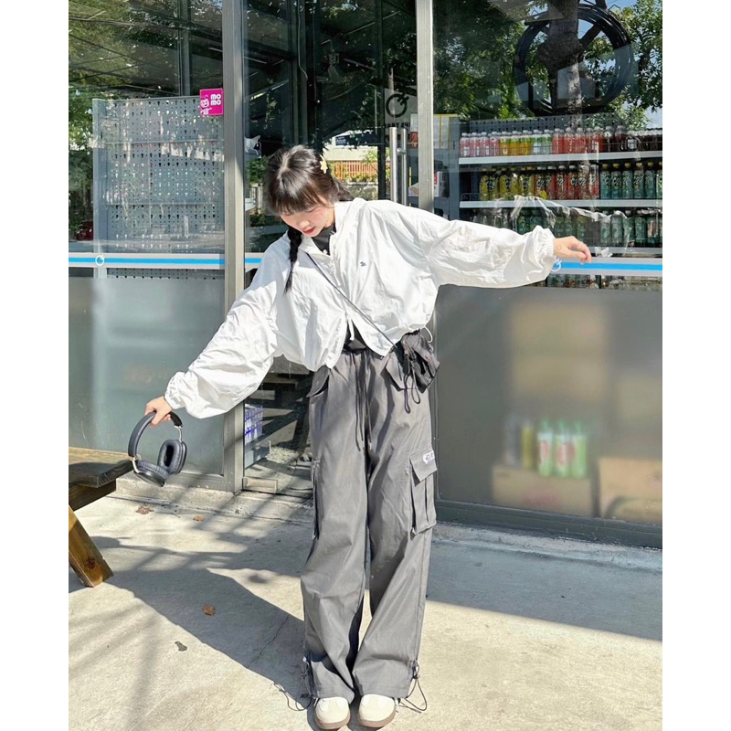 Quần túi hộp thêu chữ, rút dây ống  - mã 6923