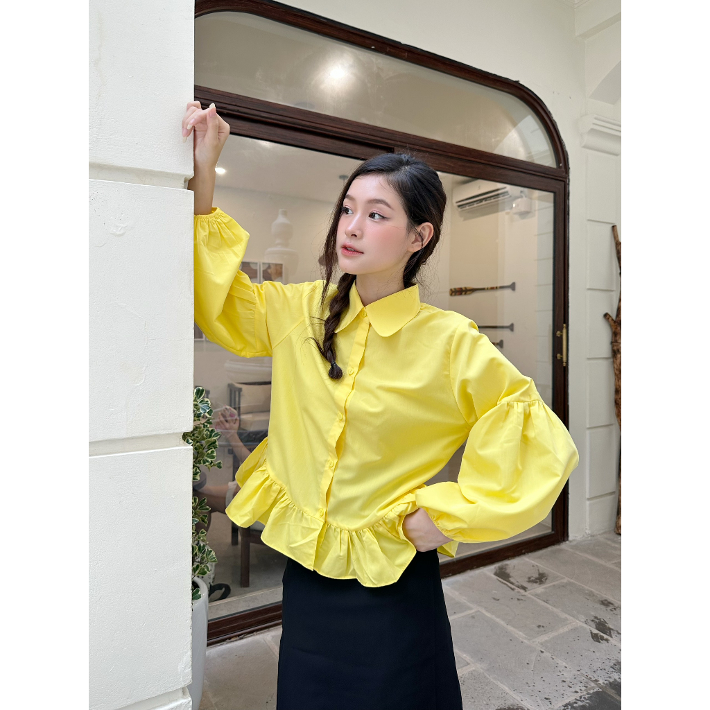 YU CHERRY | Áo sơmi tay dài phồng bo chun ở cổ tay Puff Sleeve Blouse YA457