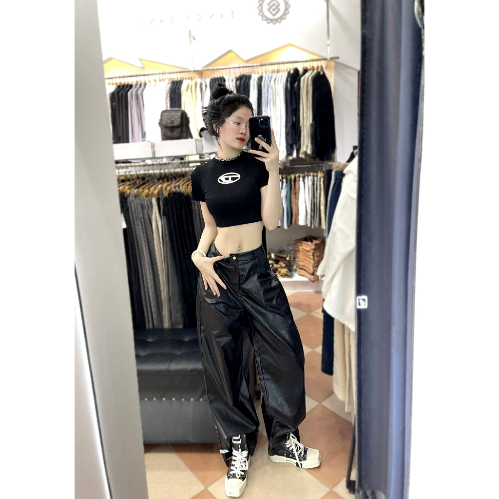 Áo croptop CHICANO chữ D Cotton tăm co dãn 2 chiều freesize