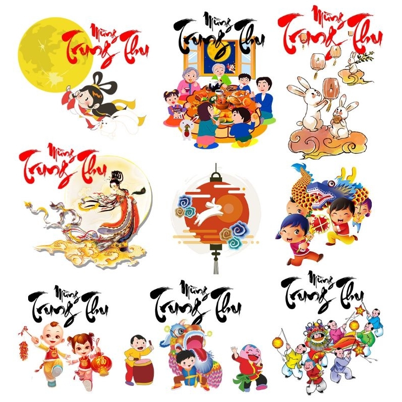 Hình ủi ép nhiệt, in áo. Mẫu Trung Thu TT2 size 10-20cm