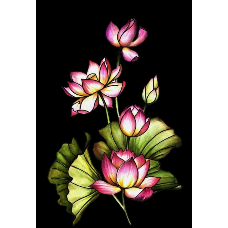 Hình ủi ép nhiệt, in áo. Mẫu Hoa sen HS3 in áo dài, váy, yếm cho mẹ và bé