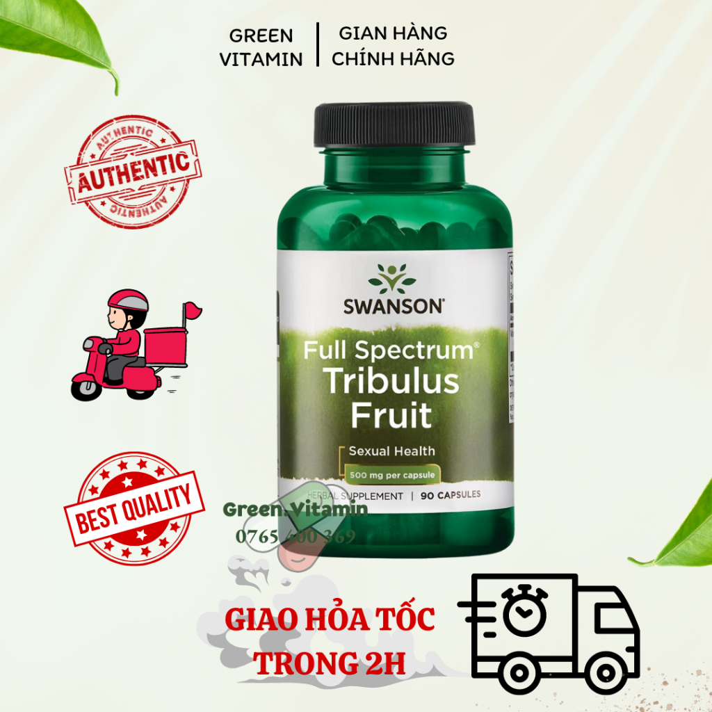 Viên uống tăng cường sinh lý nam và nữ Swanson Full Spectrum Tribulus Fruit 500mg 90 viên