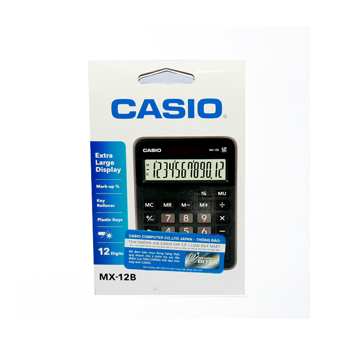 Máy tính Casio MX-12B (Casio MX 12B / Casio MX12B) - N/k Bitex - B/h 07 năm