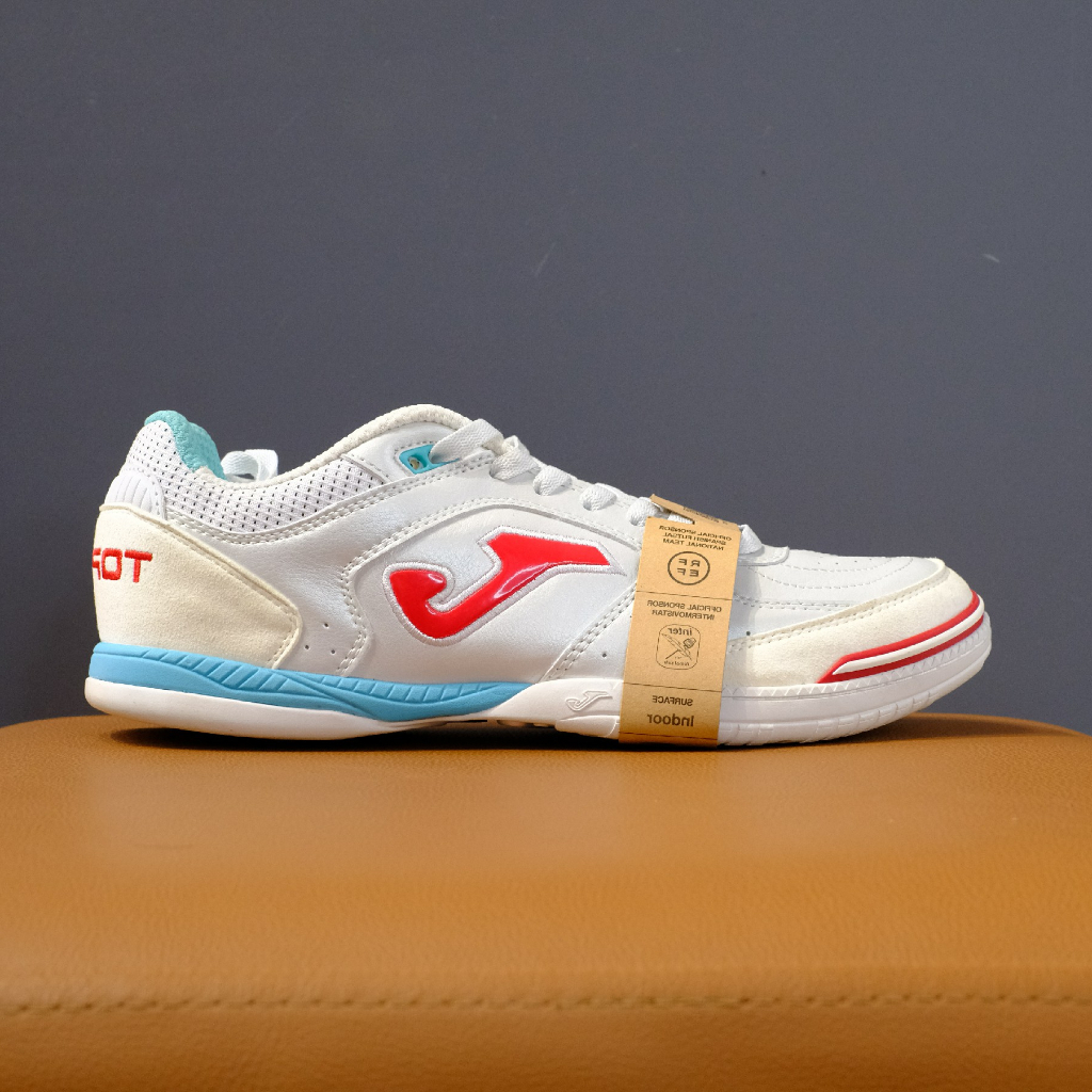 Giày Bóng Đá Futsal Chính Hãng JOMA Top Flex 2242 - Trắng/Xanh Mint IC