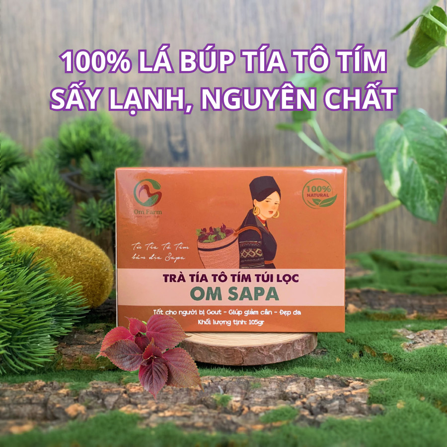 Trà Tía Tô tím Om Sapa nguyên chất Thanh Lọc Cơ Thể, Khỏe Đẹp Da 30 Túi lọc/Hộp