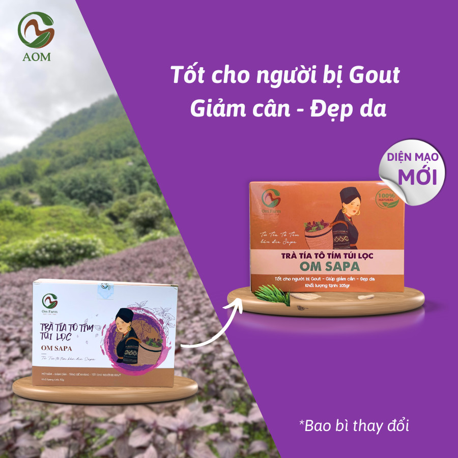 Trà Tía Tô tím Om Sapa nguyên chất Thanh Lọc Cơ Thể, Khỏe Đẹp Da 30 Túi lọc/Hộp