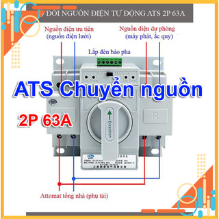 Bộ chuyển đổi nguồn tự động ats 63a 2p - đổi nguồn điện tự động, cầu dao đảo chiều