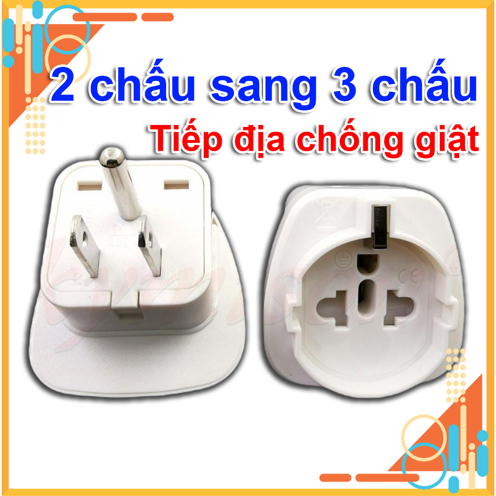 Ổ cắm tiếp địa xe điện - Chuyển đổi ổ cắm 3 chấu với nối đất tiếp địa cho xe điện 250V - 10A