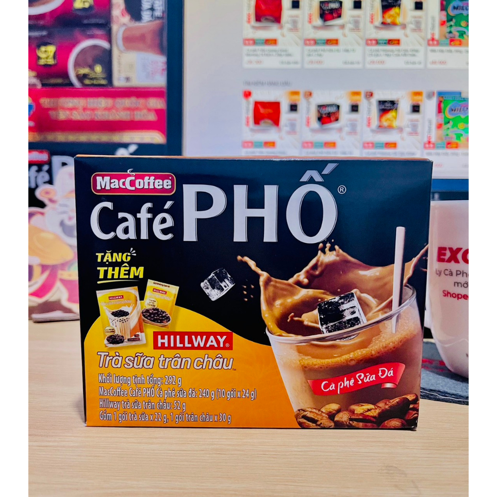 Cà phê Phố Sữa Đá tặng Trà Sữa - Hộp 10 gói x 24gr