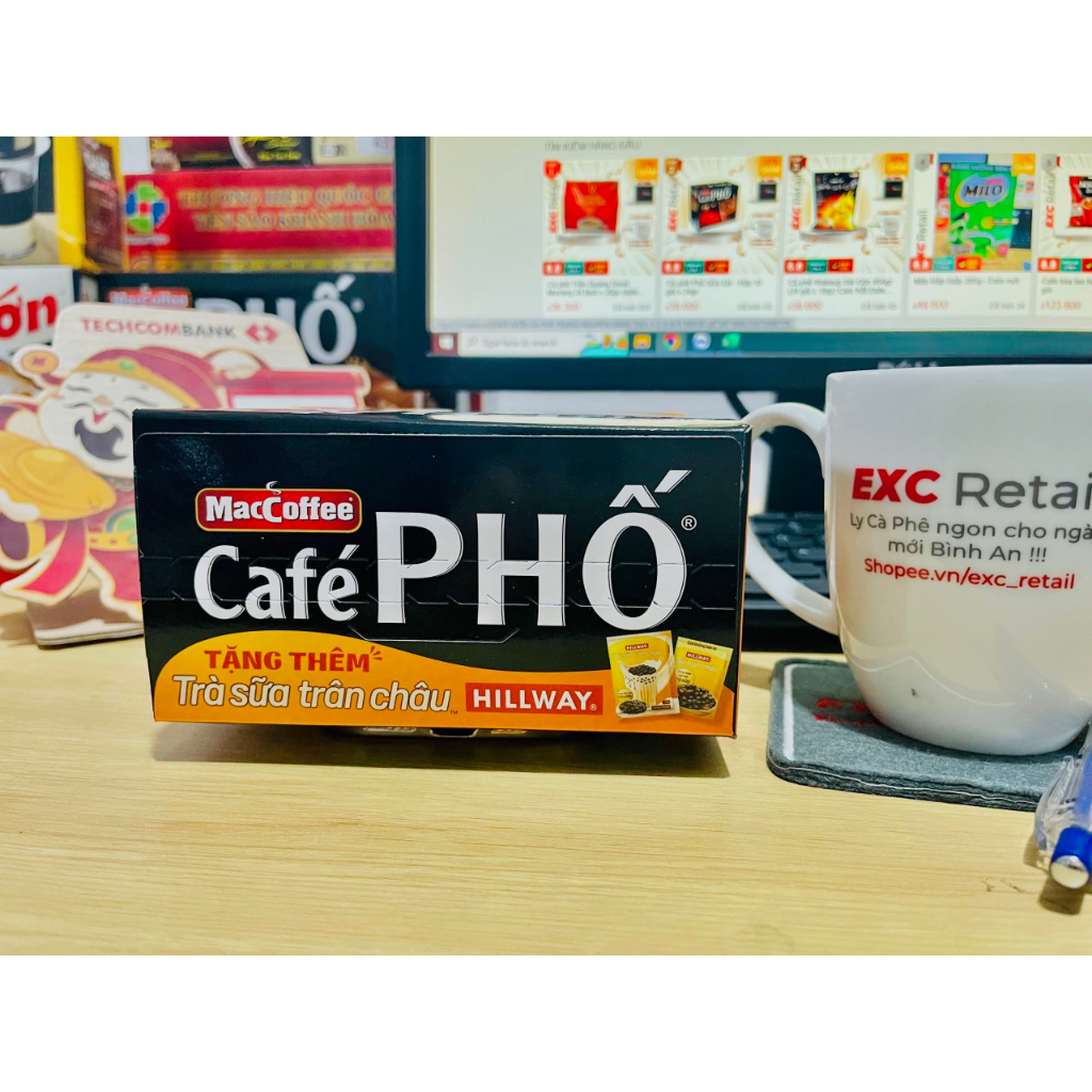 Cà phê Phố Sữa Đá tặng Trà Sữa - Hộp 10 gói x 24gr