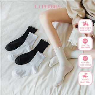 Tất vớ trơn cổ bèo nữ vớ tất thun cotton giá rẻ phụ kiện vớ la perbra | v24