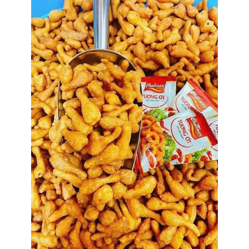1Kg Bánh đùi gà sấy giòn sốt mắm bơ cay mặn ngọt, bánh quẩy ăn vặt ngon