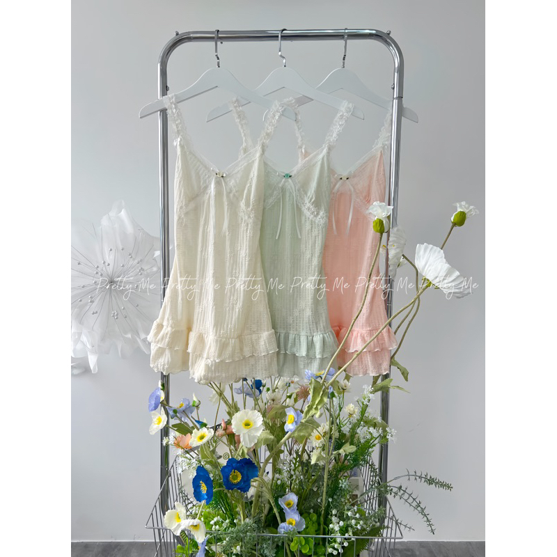 Cindy dress - đầm ngủ thiết kế chất ren thun mềm mại co giãn phối ren
