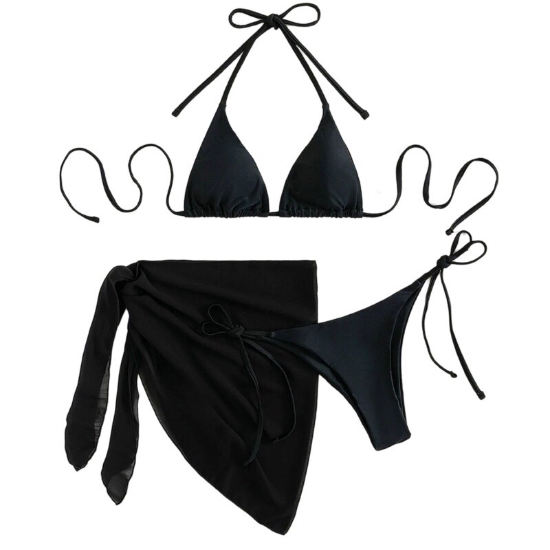 BIKINI set 3 món tam giác basic kèm khăn cột .HÌNH THẬT