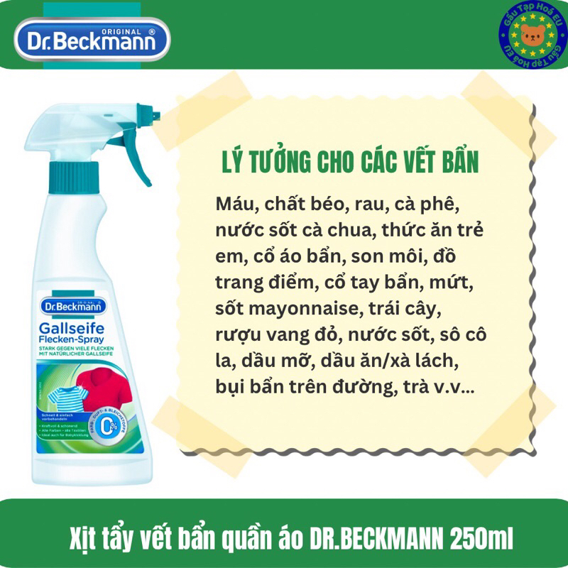 Xịt tẩy đa năng các vết bẩn quần áo DR.BECKMANN Gallseife Fleckenspray