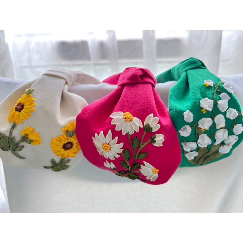 Turban cài tóc thêu tay Handmade by Chang