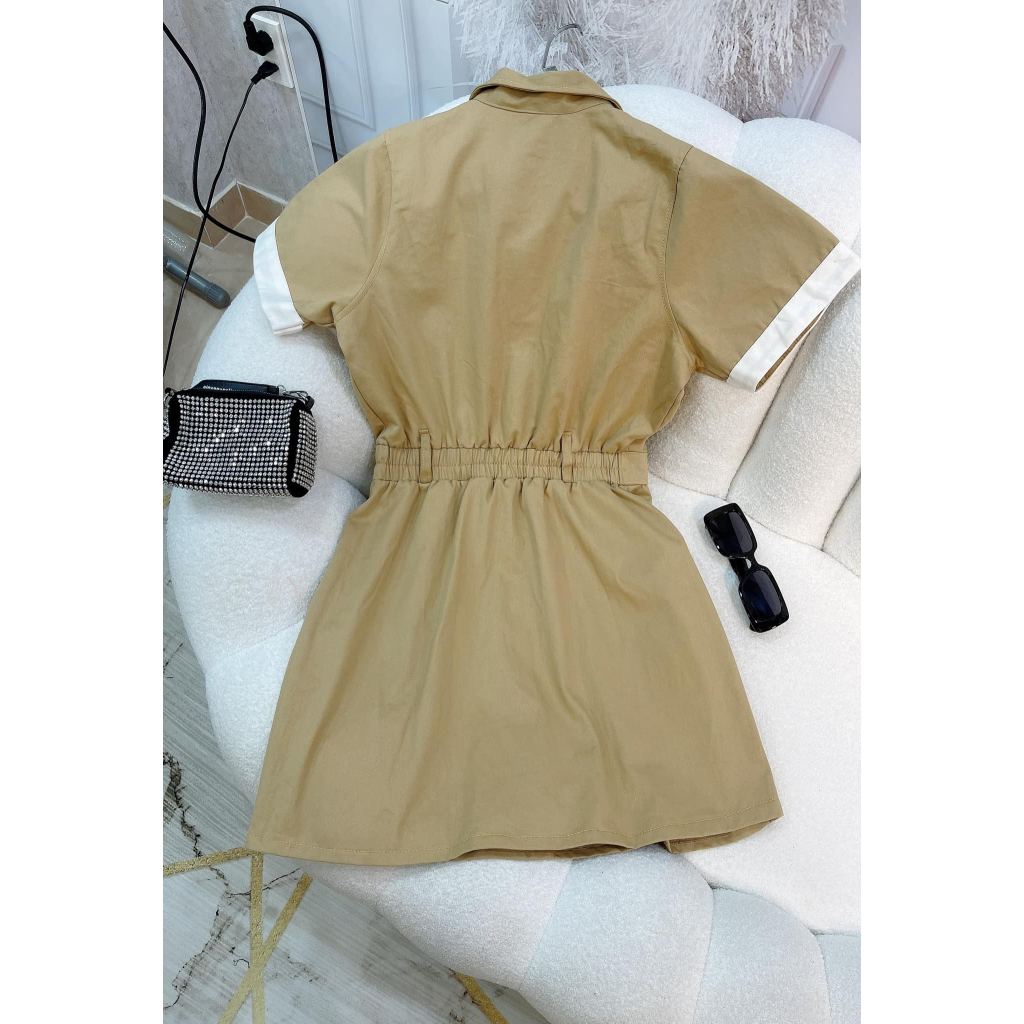 ĐẦM BIGSIZE KAKI TAY VIỀN