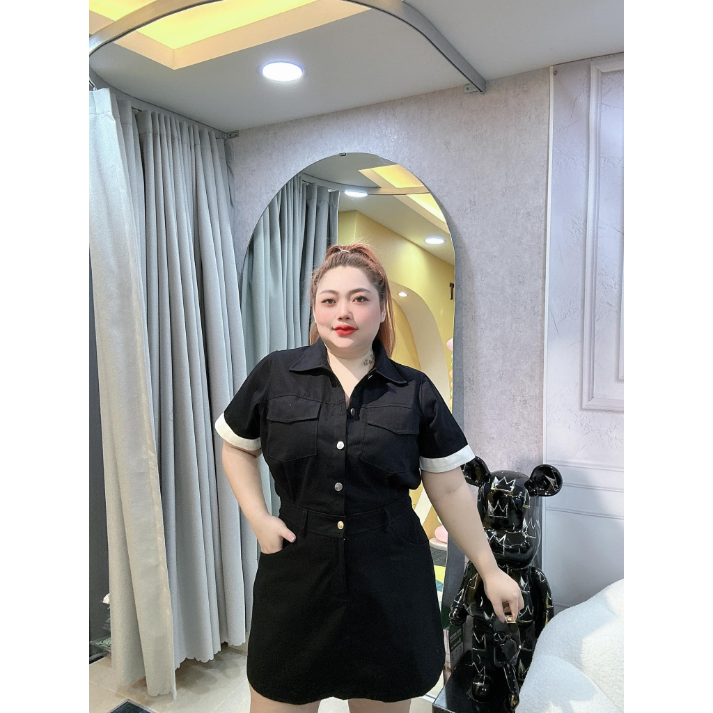 ĐẦM BIGSIZE KAKI TAY VIỀN