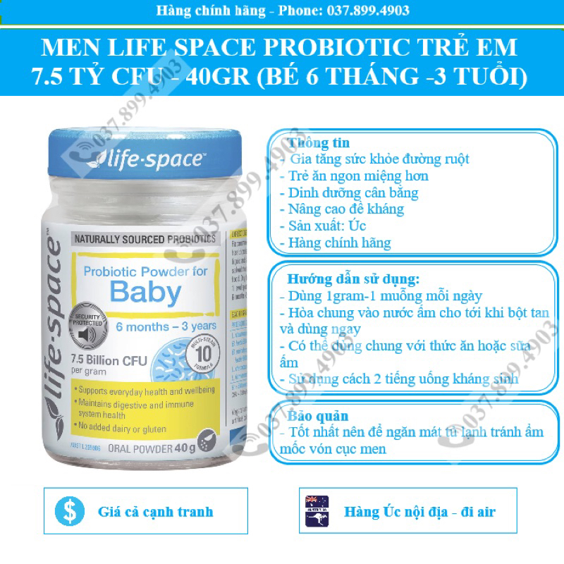 MEN VI SINH LIFE SPACE PROBIOTIC CÁC LOẠI CỦA ÚC