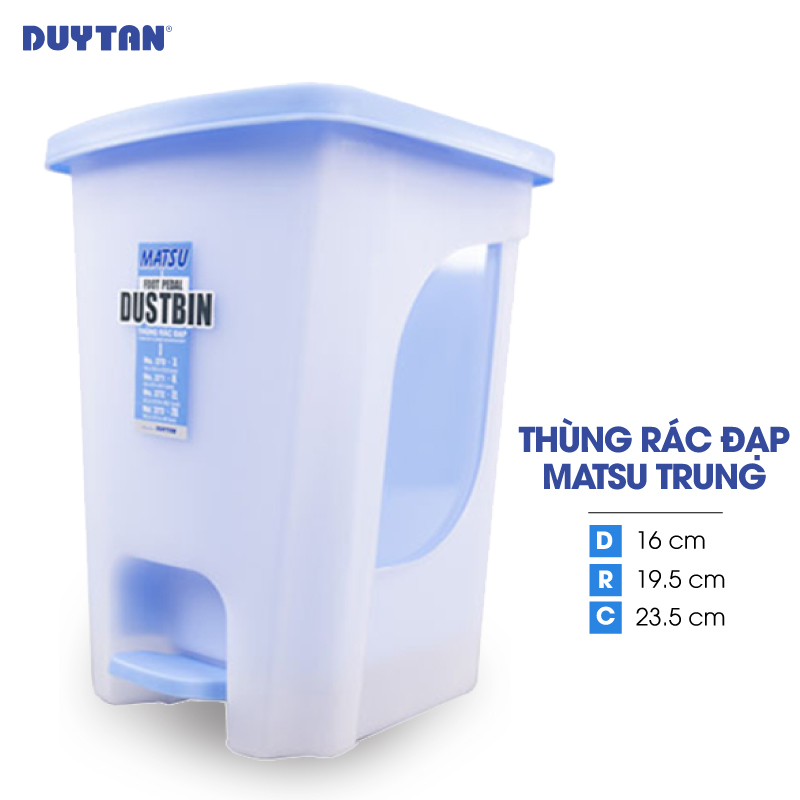 Thùng rác đạp trung nhựa DUY TÂN Matsu (25 x 32 x 38 cm) - 02393 - Giao màu ngẫu nhiên