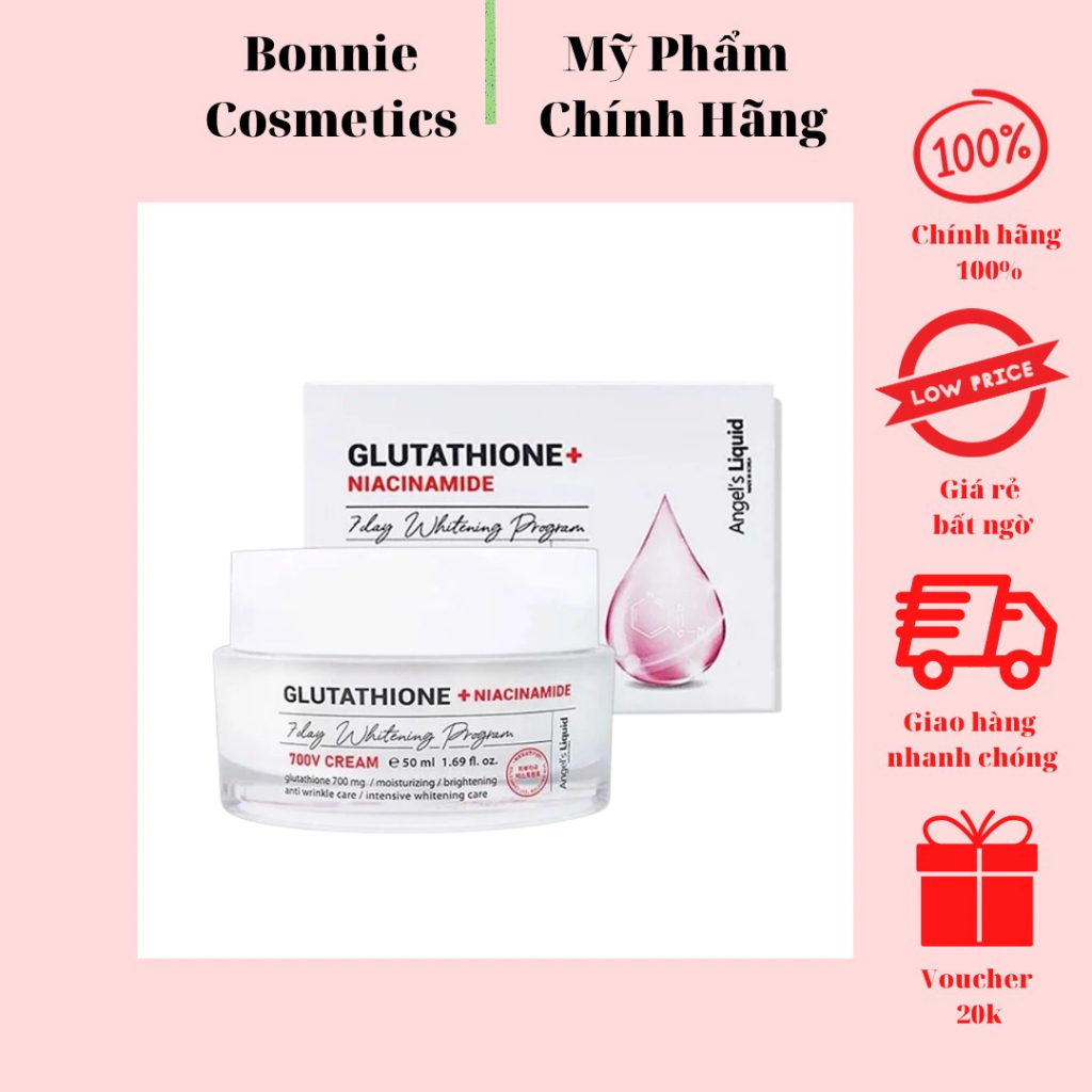 Kem Dưỡng Angel's Liquid Glutathione + Niacinamide 7Day Whitening Program 700V Cream 50ml