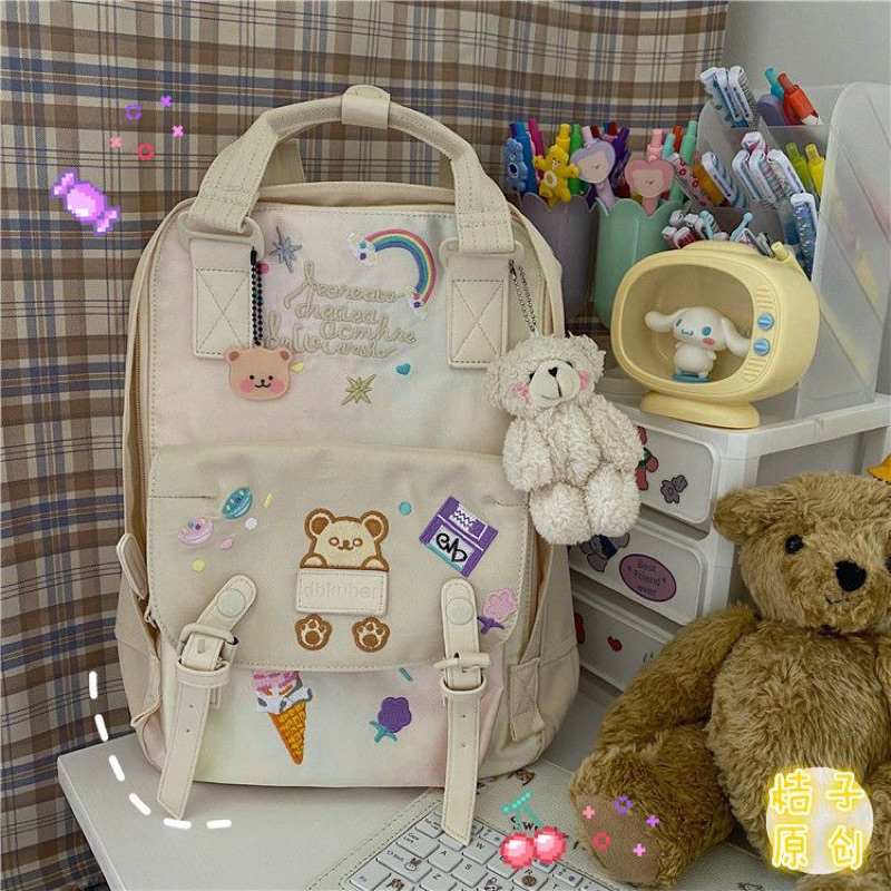 Balo Đi Học Họa Tiết Thêu Dễ Thương Đựng Vừa A4 M041