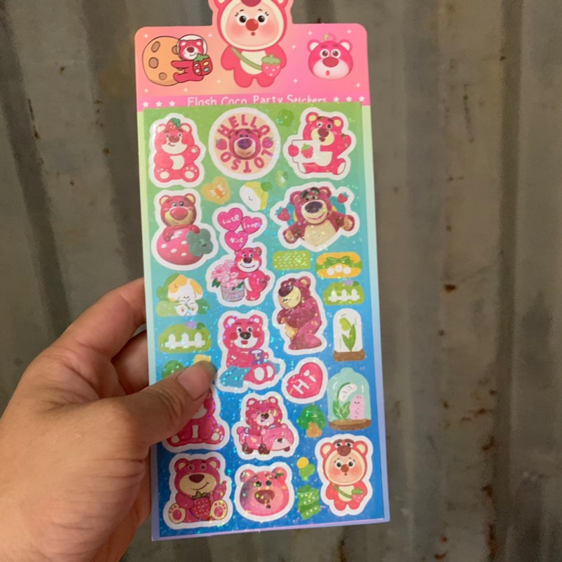 Sticker Gấu dâu ánh kim tuyến siêu hot