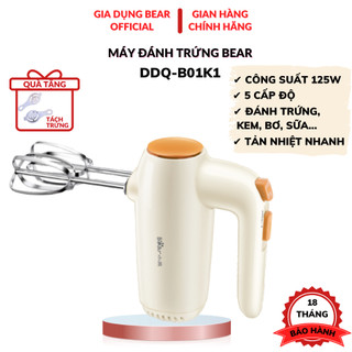 Máy đánh trứng cầm tay mini Bear B01K1, máy đánh kem, trộn bột Bear Cao Cấp, 5 mức độ, công suất mạnh, bảo hành 18 tháng
