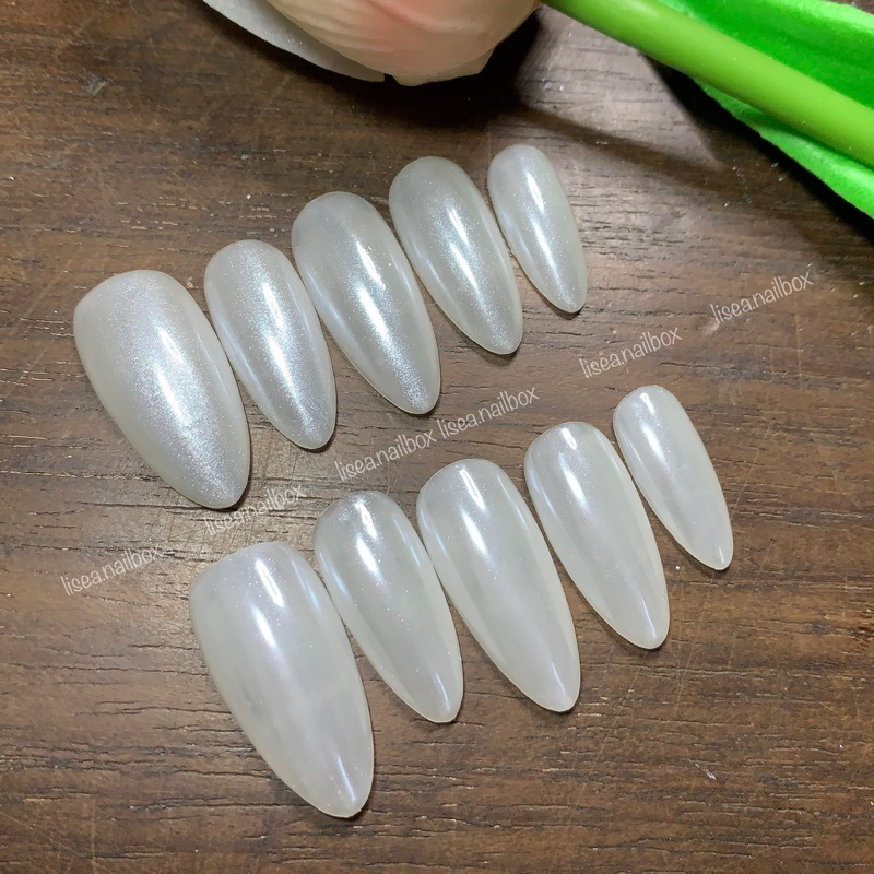 Nail box thiết kế TRÁNG GƯƠNG NGỌCTRAI HAILEY by LISEA - Kèm keo dũa Móng tay giả Móng úp Nailbox đáng yêu sang chảnh