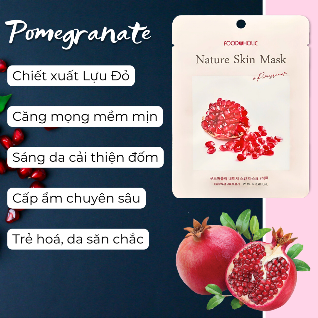Mặt Nạ Giấy Foodaholic Nature Mask Vitamin Dưỡng Trắng Da Cấp Ẩm Tái Tạo Collagen Chăm Sóc Giảm Mụn Hàn Quốc 23g