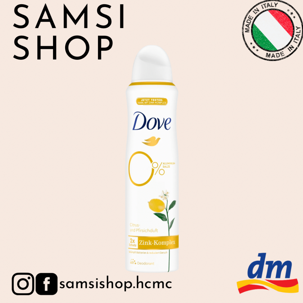 🌸🍊🍑Xịt khử mùi với hương cam quýt & đào & phức hợp kẽm Dove, 150 ml🌸🍊🍑