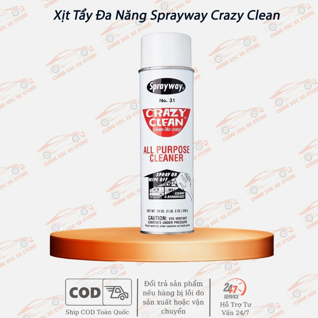 Chai Xịt Tẩy Đa Năng Sprayway Crazy Clean All Purpose Cleaner (031) 539g chamsocxestore