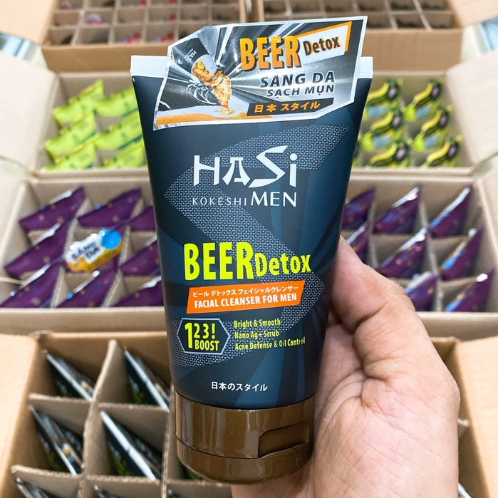 Sữa rửa mặt cho nam Hasi Kokeishi BEER DETOX FACIAL CLEANSER FOR MEN tác dụng làm sạch sâu 100g