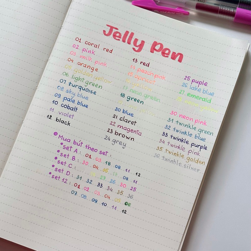 Bán Lẻ - Bút Gel 36 Màu Ngòi 0.5mm Jelly Pen Color