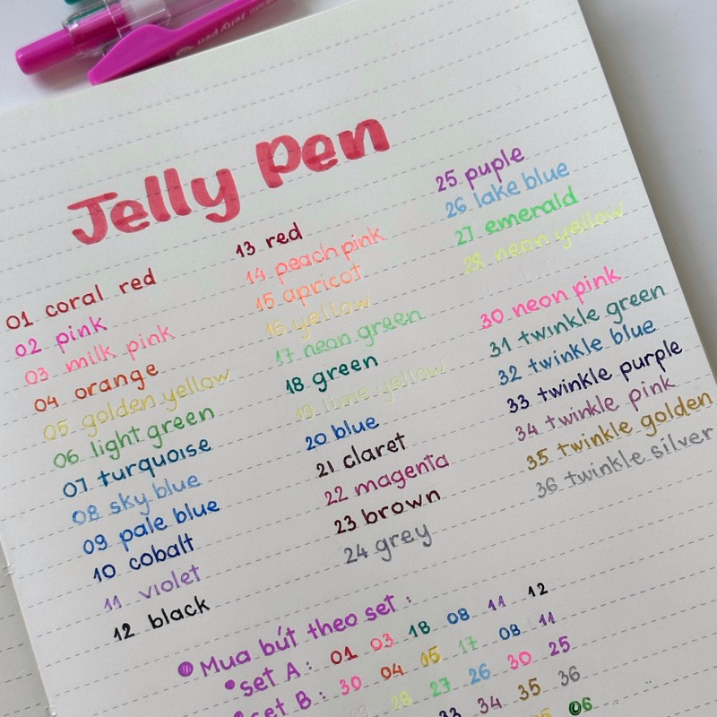 Bán Lẻ - Bút Gel 36 Màu Ngòi 0.5mm Jelly Pen Color