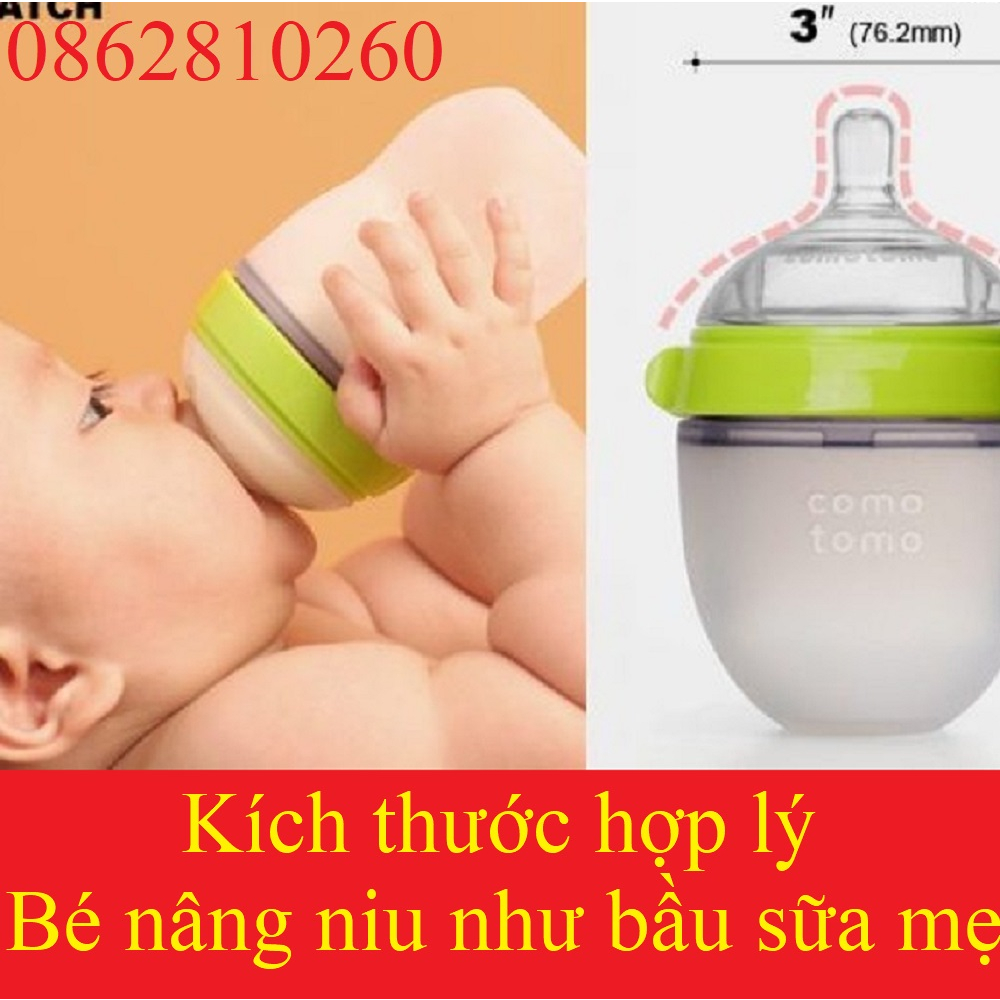 Bình Sữa Comotomo Cho Bé Tập Bú,Núm Ti Como Tomo Baby Bottle Siêu Mềm 150ml/ 250ml