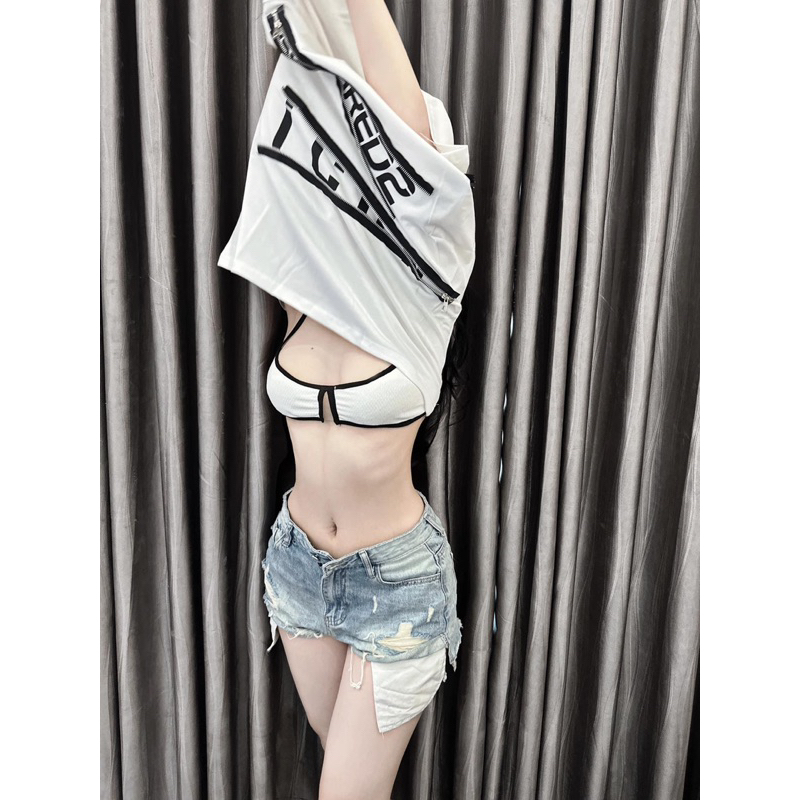 Áo Phông Nam Nữ In Chữ Dsq2 Icon Lá Phong Thêu Khoá Zip Mở Chéo . ÁO Thun Cộc Tay Siêu Cấp Cho Các Boy Phố Đi Cháy phố