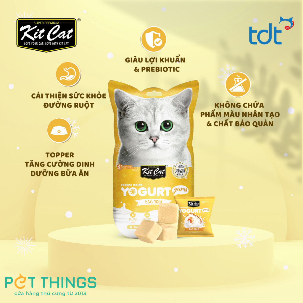 Bánh Thưởng Sữa Chua Sấy Cho Mèo Kit Cat Freeze Dried Yogurt Yums 10*1g