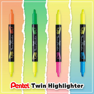 Bút dạ quang highlighter 2 đầu Pentel Nhật Bản | Bút 02 đầu khác màu | Mã hàng SLW8