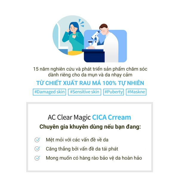 Kem dưỡng da mụn AC Clear Magic Cica Cream 60ml