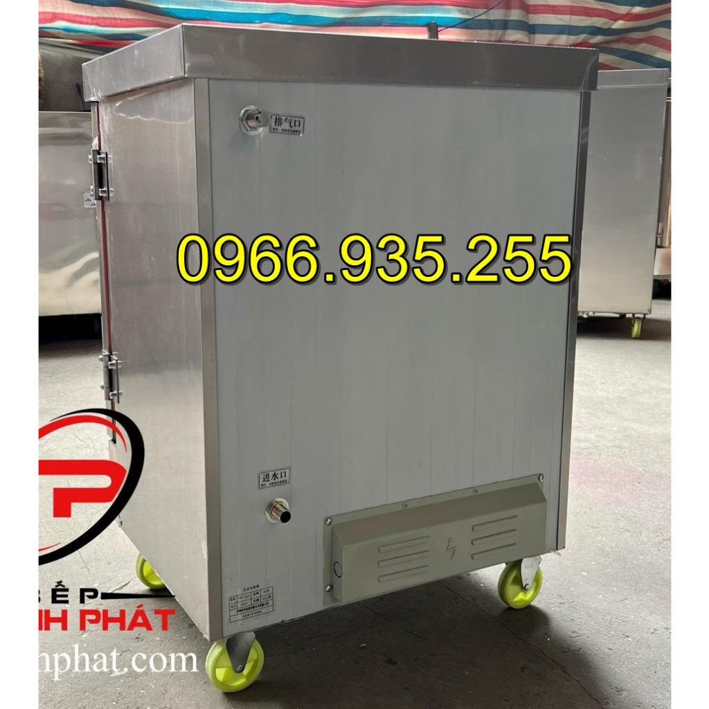 ( Tủ 10 Khay Dùng Điện Hoặc Gas)TỦ Hấp Cơm Công Nghiệp, Hấp Xúc Xích, Giò Chả INox 304 Khay 40*60, Năng Suất 30-50 kg/mẻ