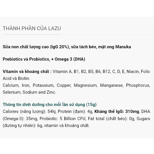 Sữa non kết hợp mật ong Manuka cao cấp LAZU GOLDEN WELLESS nhập khẩu New Zealand hộp 450g