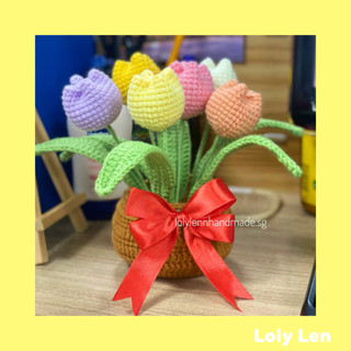 Chậu hoa tulip bằng len, làm quà tặng, trang trí, đan móc thủ công 🌷🌷🌷
