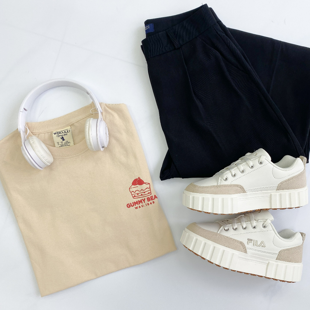 Áo thun Whoau in nhiệt hình bánh Jelly chất cotton co giãn thoáng mát chính hãng sale