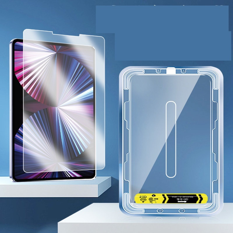 Kính Cường Lực iPad Tự Dán Có Khuôn Định Vị Chống Vân Tay cho Gen 5/6/7/8/9/10, Air 1/2/3/4/5, Pro 1 inch, Pro 12.9 inch
