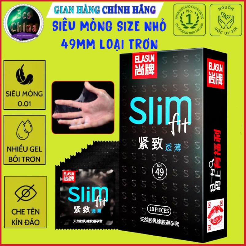 Bao cao su siêu mỏng ELASUN size nhỏ 49mm,mỏng như vô hình,nhiều gel bôi trơn
