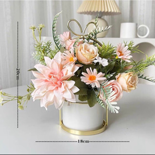 Bình hoa giả để bàn - Chậu hoa giả cắm sẵn decor trang trí phòng khách, kệ tivi, phòng ngủ, Hoa giả decor