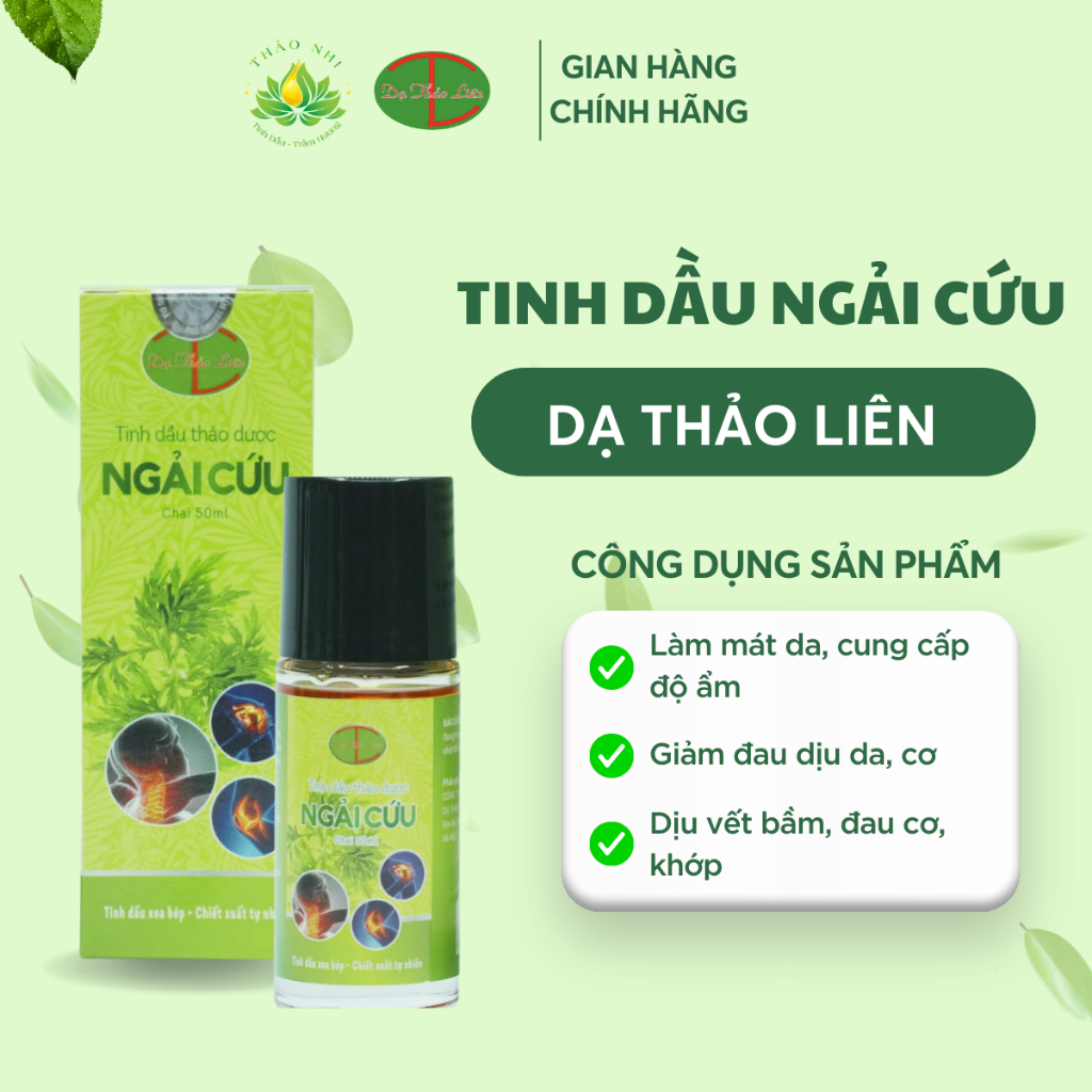 Tinh Dầu Ngải Cứu Dạ Thảo Liên 50ml Làm Mát Da, Dịu Cơn Đau Cơ Xương Khớp